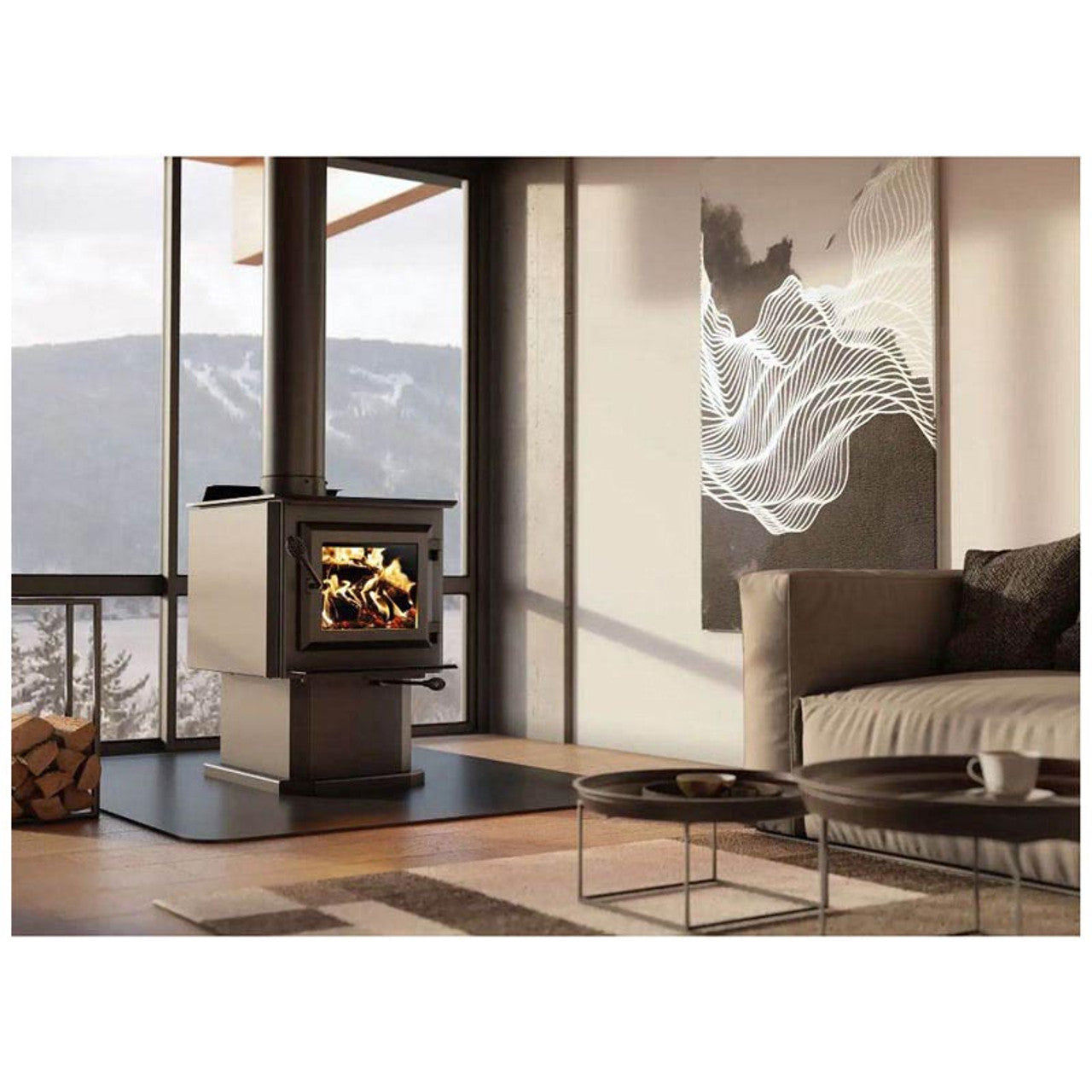 Ventis HES140 Small Wood Stove on Pedestal VB00023