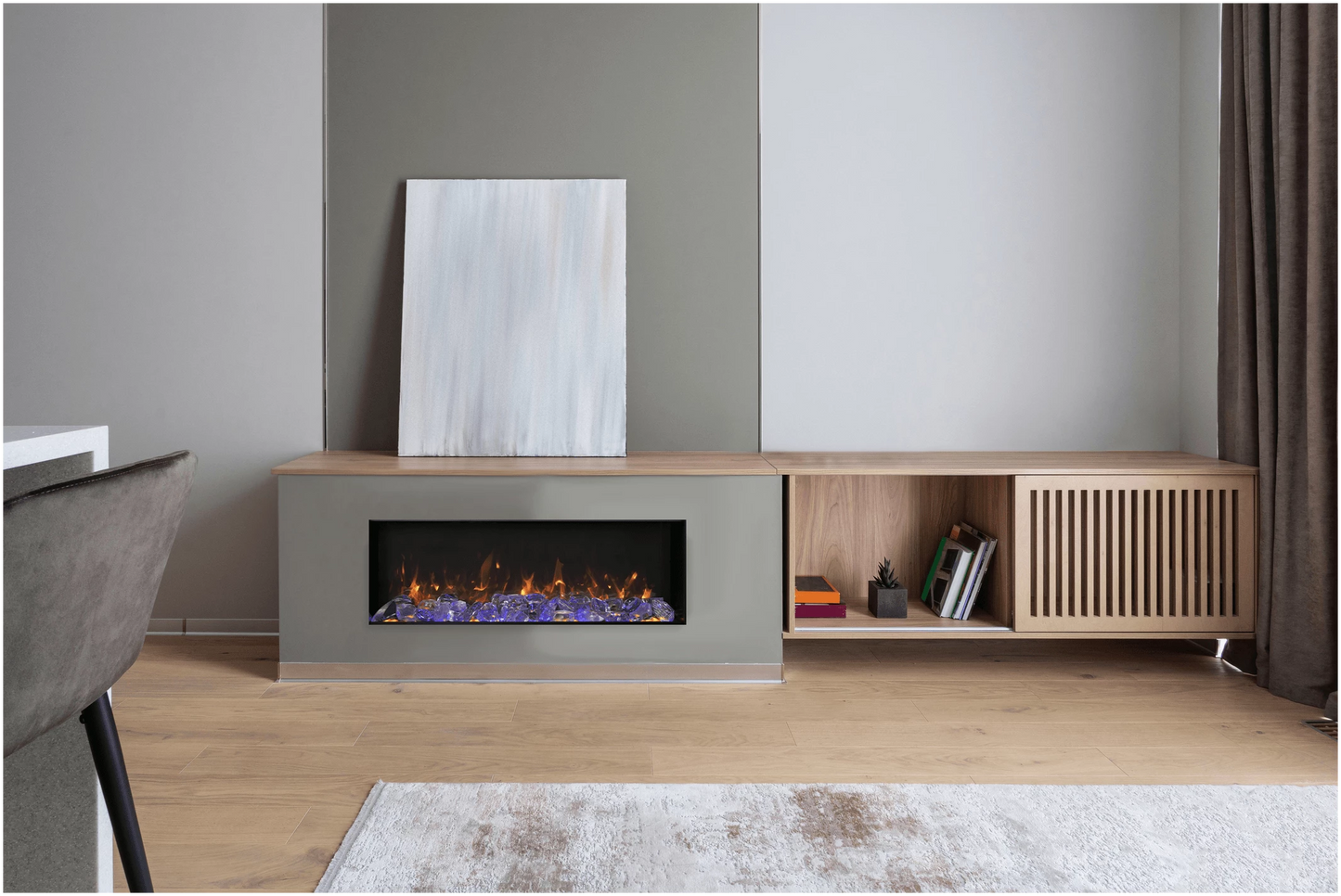 Amantii 88" Panorama Slim Electric Fireplace BI-88-SLIM-OD