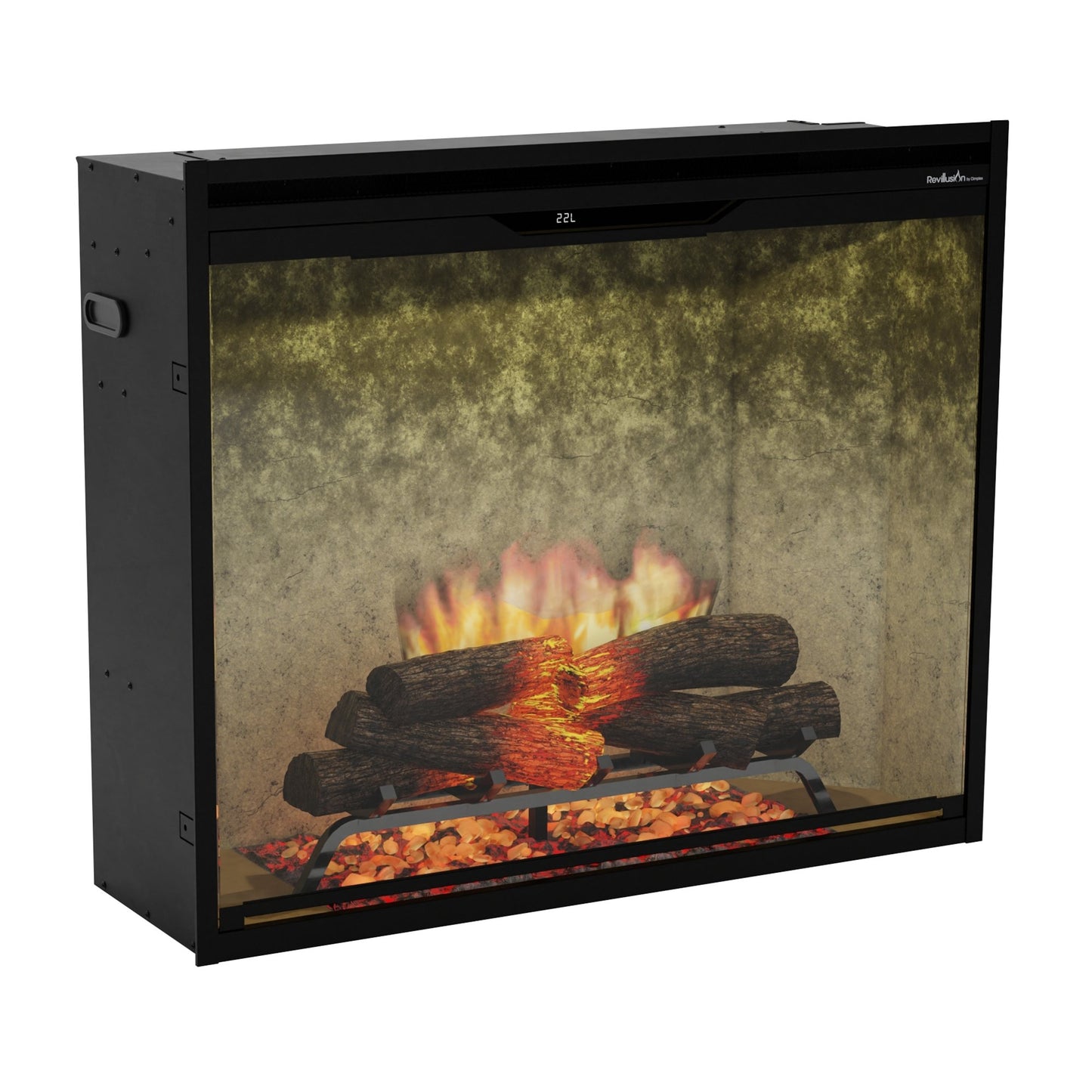 Dimplex Rev36P-WC Revillusion Portrait 36" Built-In Electric Firebox with Weathered Concrete Background 500005136