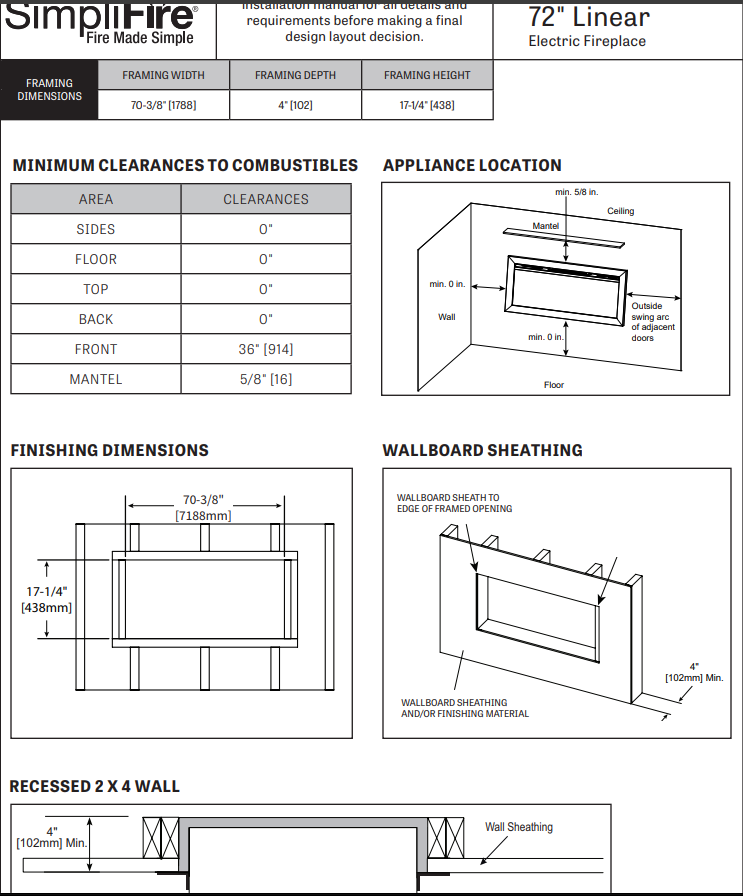 SimpliFire Allusion Slim 72 SF-ALLS72