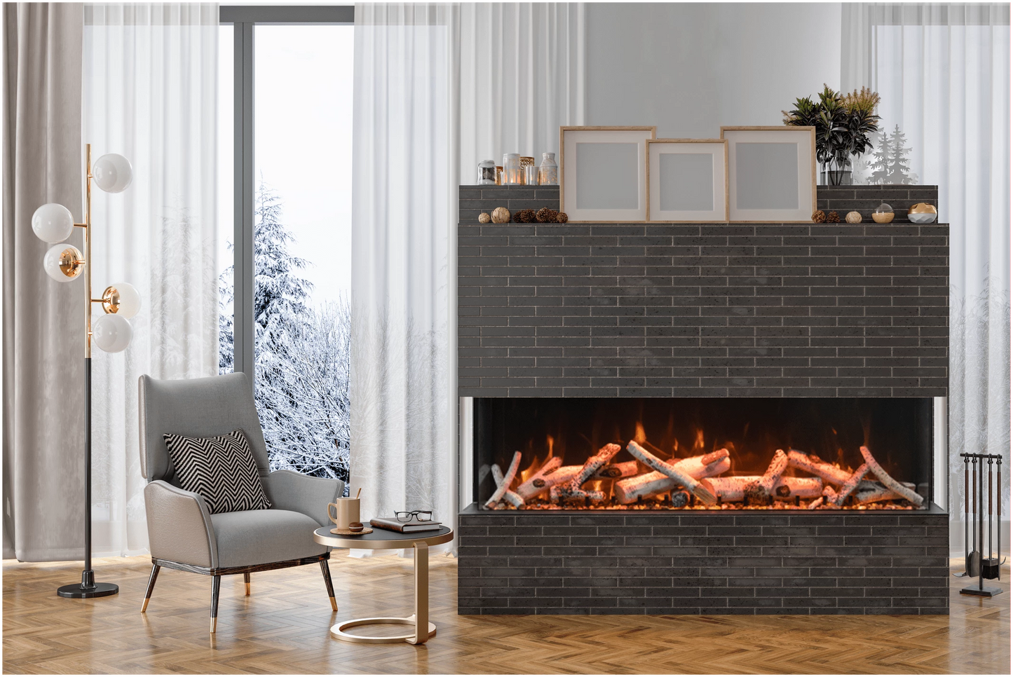Amantii 40" 3 Sided Deep Electric Fireplace 40-TRU-VIEW-XL
