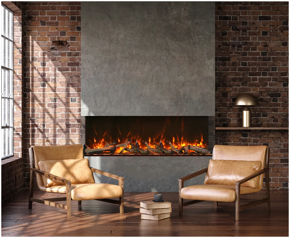 Amantii 88" 3 Sided Linear Electric Fireplace 88-TRV-XT-XL