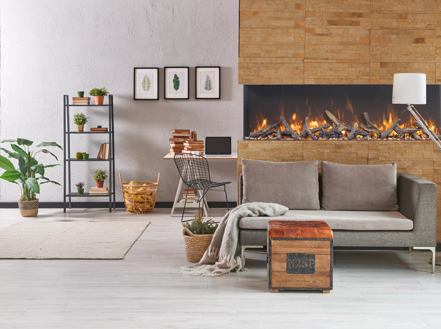 Amantii 88" 3 Sided Linear Electric Fireplace 88-TRV-XT-XL