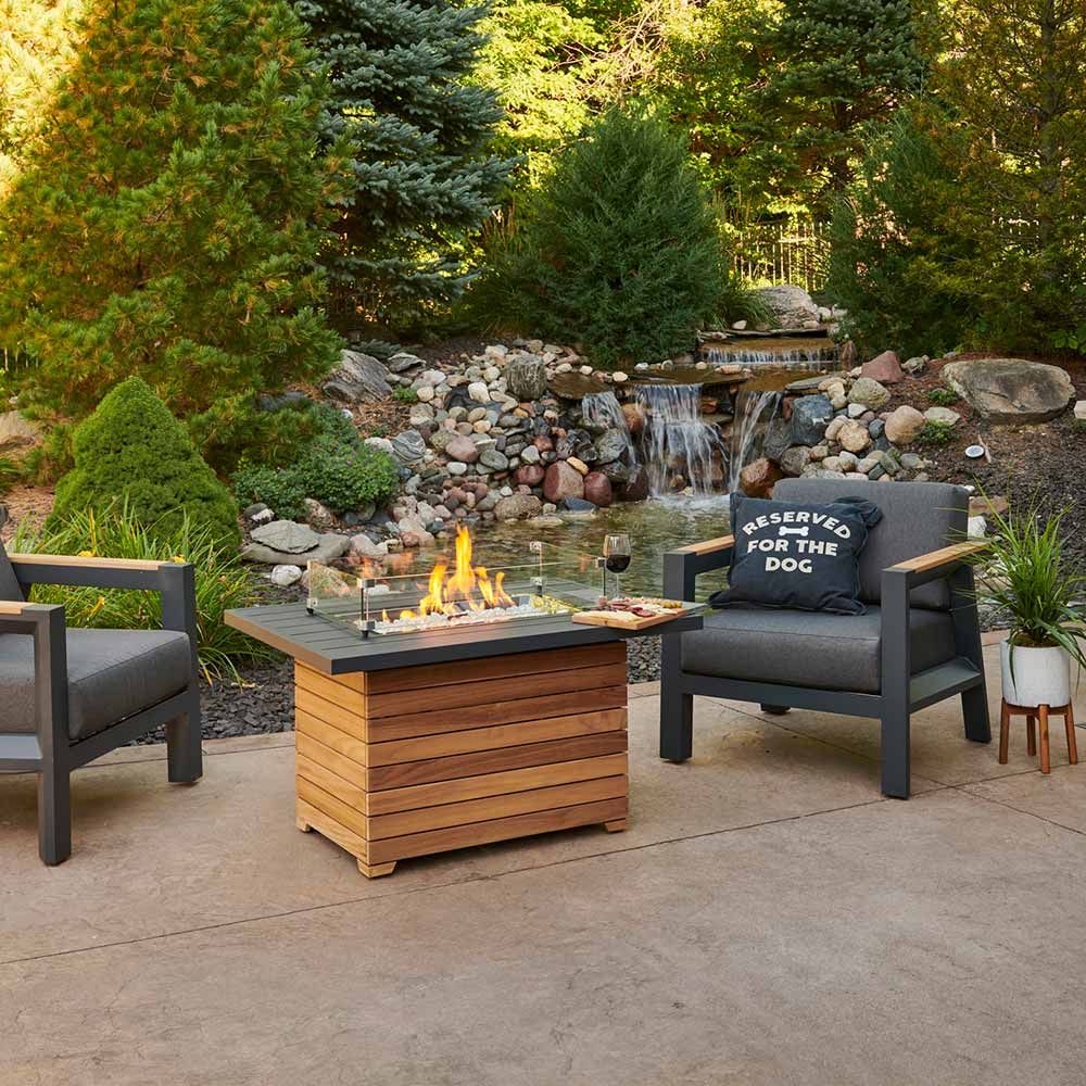 Outdoor Greatroom Darien Rectangular Gas Fire Pit Table with Aluminum Top DAR-1224-K