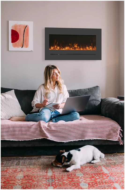 Amantii 34" Electric Fireplace with Steel Surround WM-FML-34-4023-STL