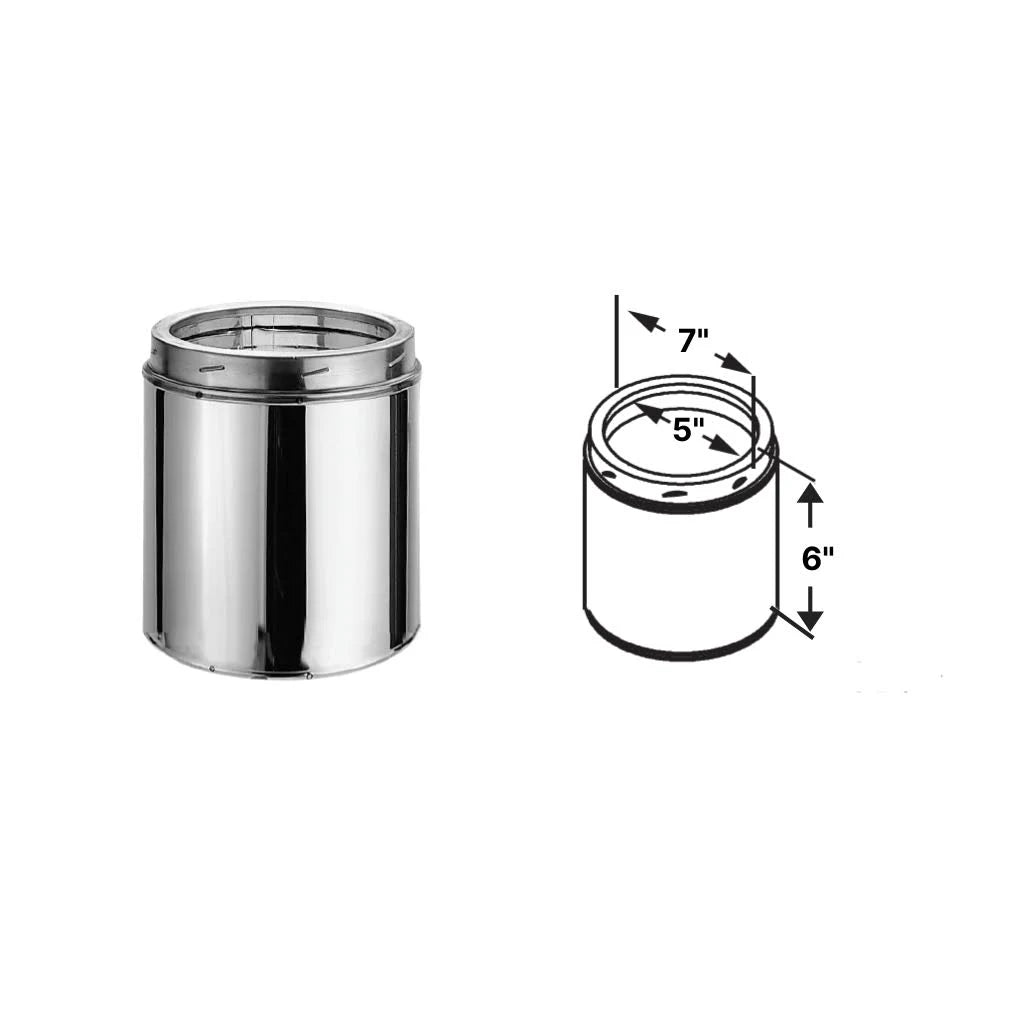 Duravent DuraTech 5" Diameter 9" Long Stainless Steel Chimney Pipe 5DT-09SS