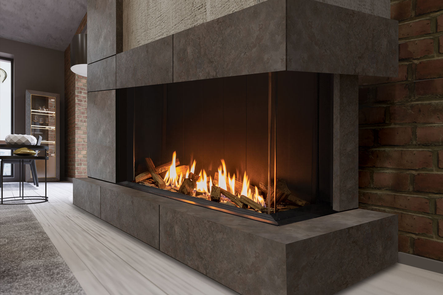Urbana U50 Tall Bay Gas Fireplace U50I-T-LED