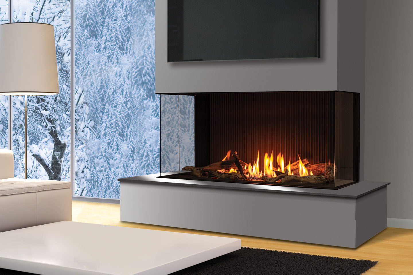 Urbana U50 Tall Bay Gas Fireplace U50I-T-LED