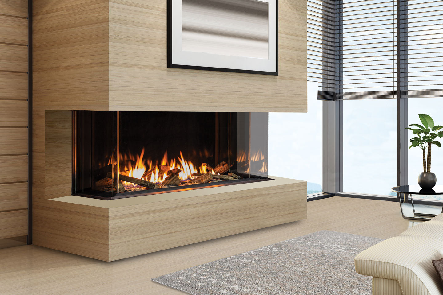 Urbana U50 Tall Bay Gas Fireplace U50I-T-LED