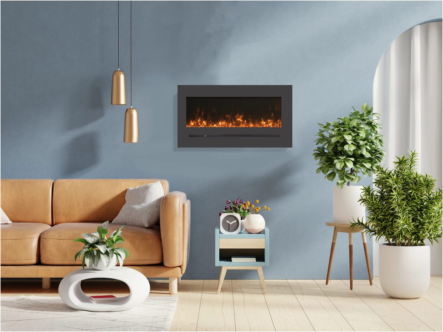Amantii 34" Electric Fireplace with Steel Surround WM-FML-34-4023-STL