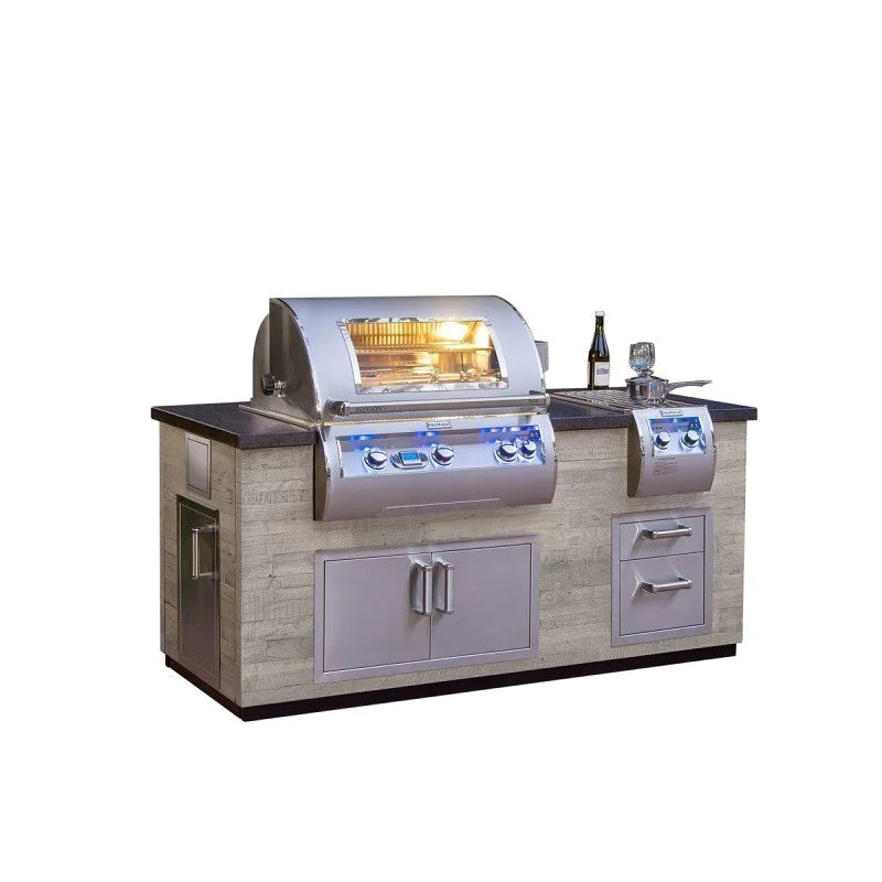 Fire Magic 77" Reclaimed Wood Island with Polished Black Lava Counter ID660