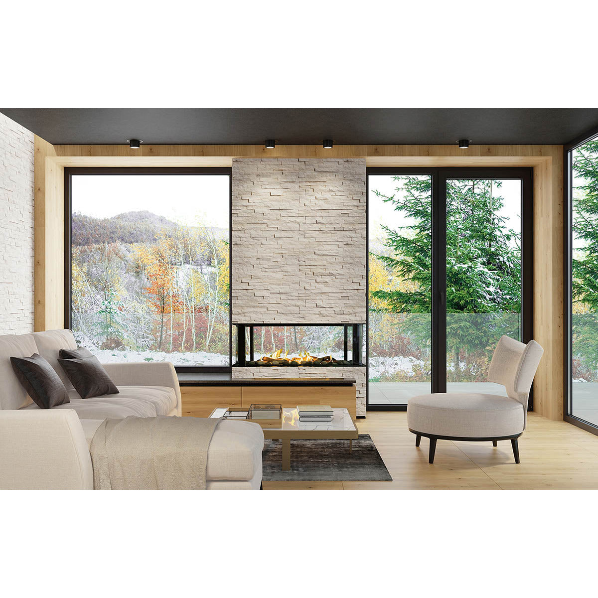 Sierra Flame Lyon 48" 4 Sided See-Through Gas Fireplace LYON-48-NG