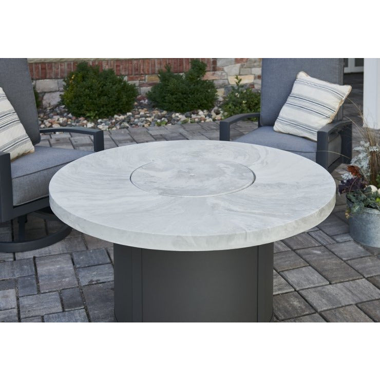 Outdoor Greatroom White Onyx Beacon Round Gas Fire Pit Table BC-20-WO