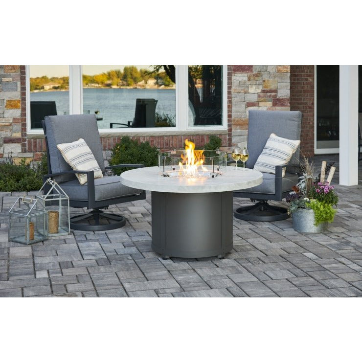 Outdoor Greatroom White Onyx Beacon Round Gas Fire Pit Table BC-20-WO
