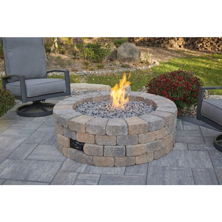 Outdoor Greatroom Bronson Block Round Gas Fire Pit Kit BRON52-K