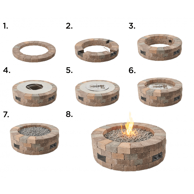 Outdoor Greatroom Bronson Block Round Gas Fire Pit Kit BRON52-K