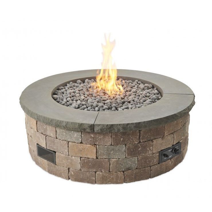 Outdoor Greatroom Bronson Block Round Gas Fire Pit Kit BRON52-K