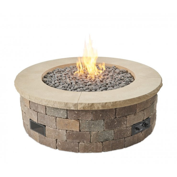 Outdoor Greatroom Bronson Block Round Gas Fire Pit Kit BRON52-K