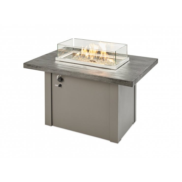 Outdoor Greatroom Grey Havenwood Linear Gas Fire Pit Table with Grey Base HVGG-1224-K