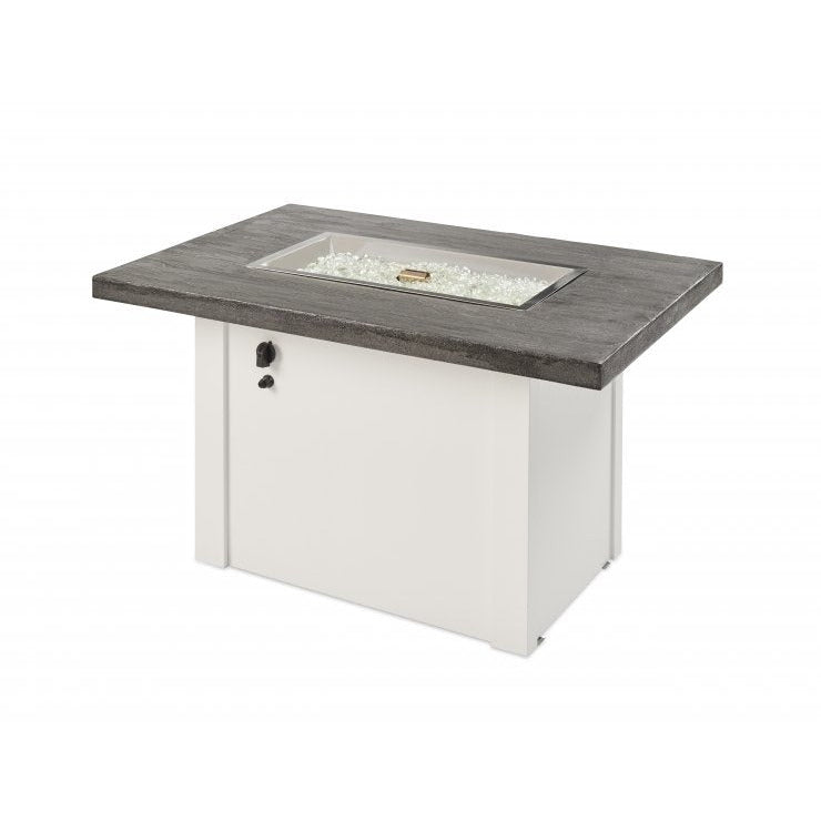 Outdoor Greatroom Grey Havenwood Linear Gas Fire Pit Table with White Base HVGW-1224-K
