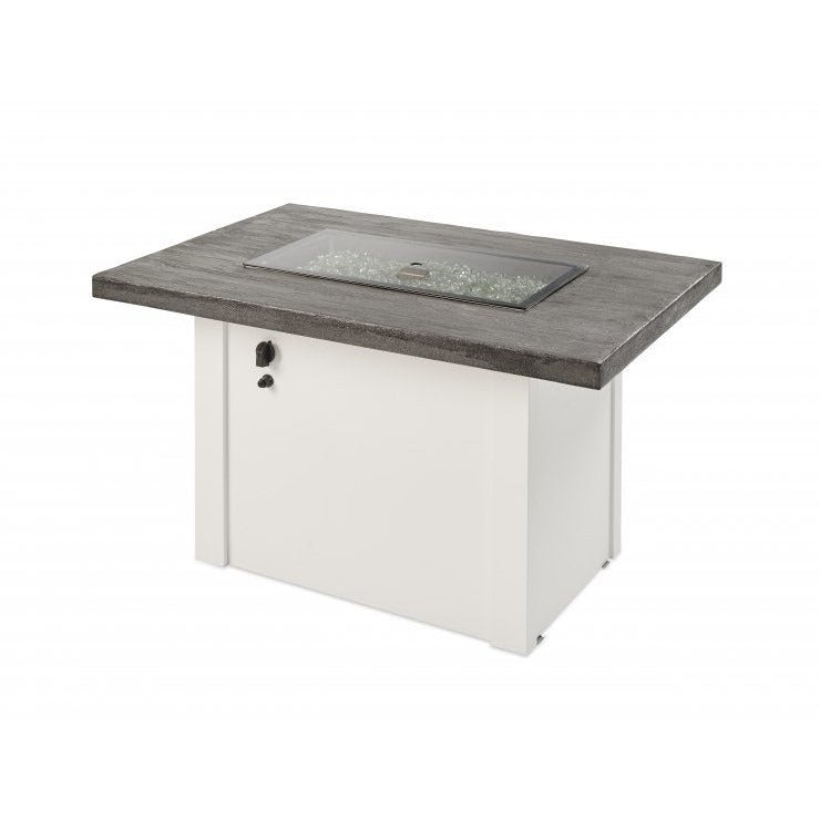 Outdoor Greatroom Grey Havenwood Linear Gas Fire Pit Table with White Base HVGW-1224-K