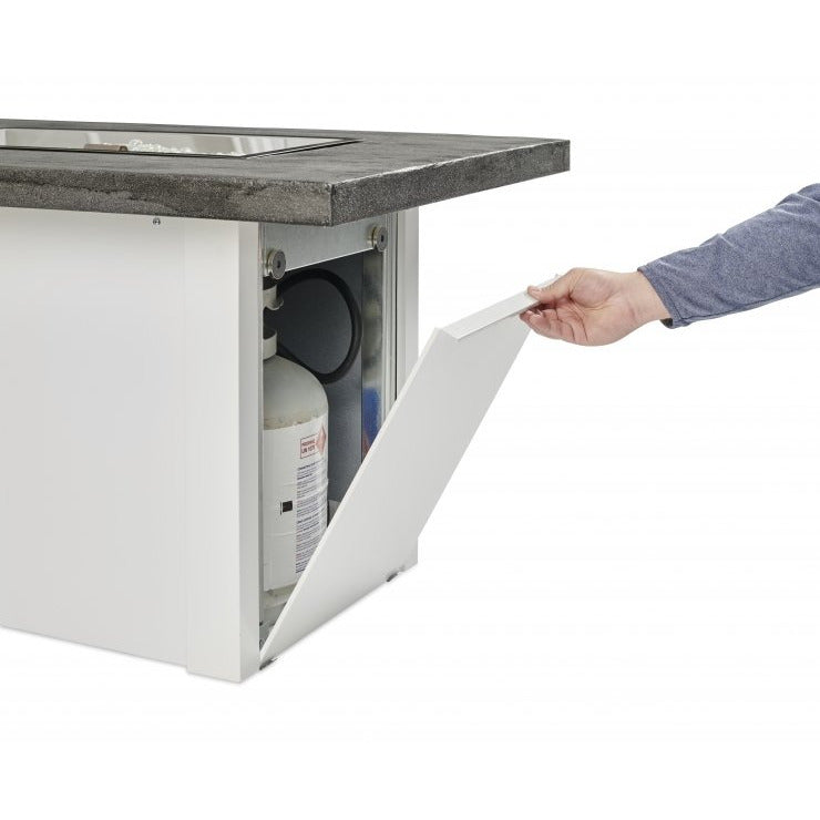 Outdoor Greatroom Grey Havenwood Linear Gas Fire Pit Table with White Base HVGW-1224-K