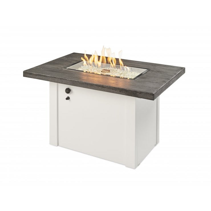 Outdoor Greatroom Grey Havenwood Linear Gas Fire Pit Table with White Base HVGW-1224-K