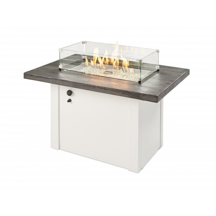 Outdoor Greatroom Grey Havenwood Linear Gas Fire Pit Table with White Base HVGW-1224-K