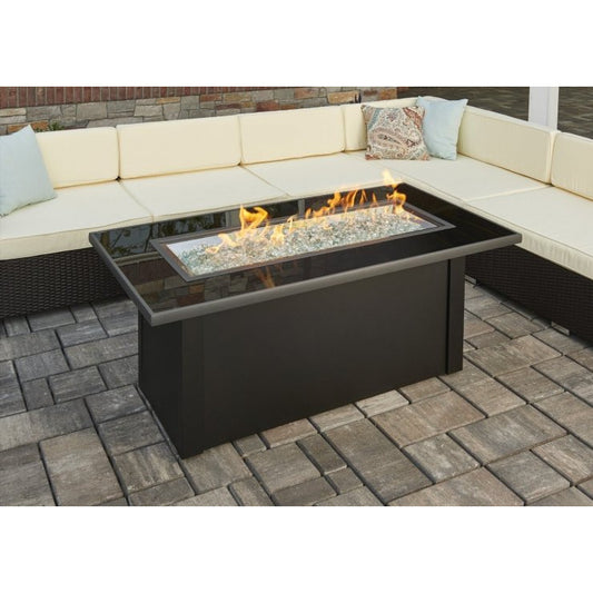 Outdoor Greatroom Monte Carlo Linear Gas Fire Pit Table MCR-1242-BLK-K
