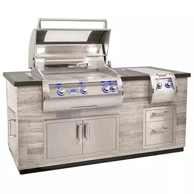 Fire Magic 77" Reclaimed Wood Island with Polished Black Lava Counter ID660