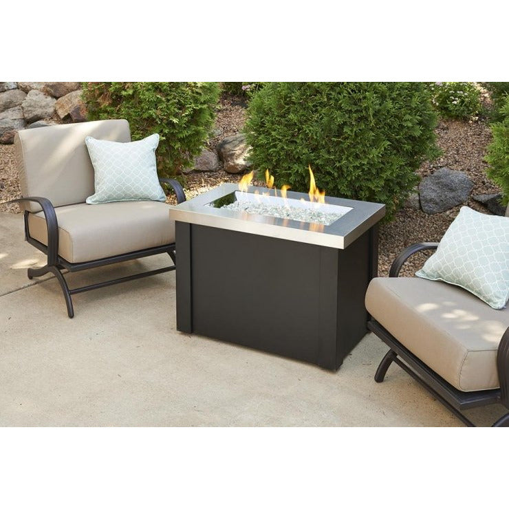 Outdoor Greatroom Stainless Steel Providence Rectangular Gas Fire Pit Table PROV-1224-SS