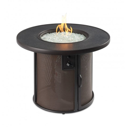 Outdoor Greatroom Brown Stonefire Round Gas Fire Pit Table SF-32-K