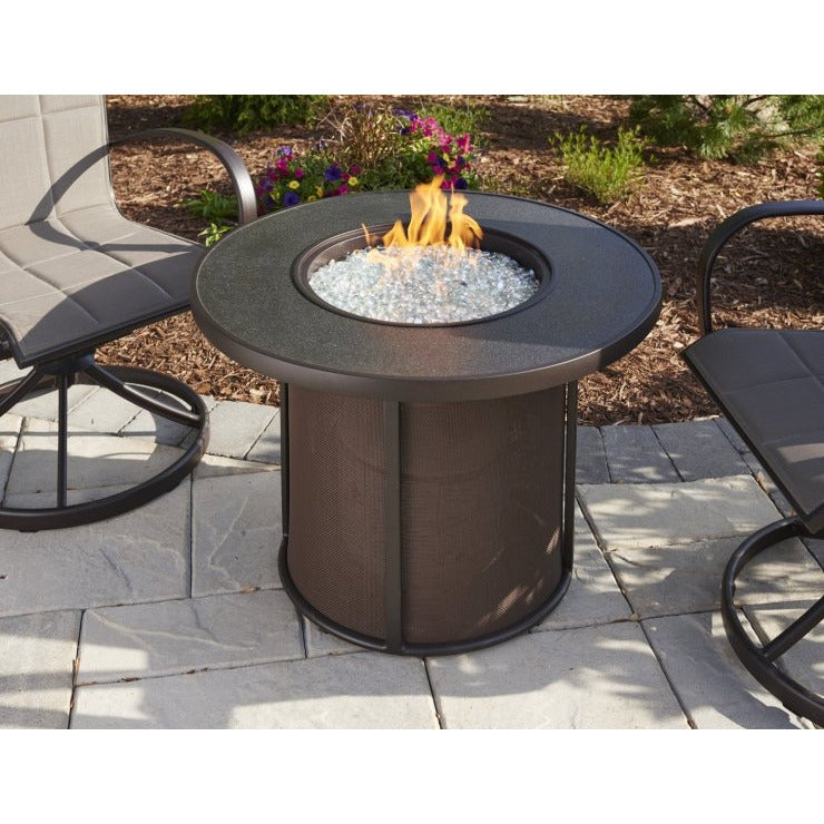 Outdoor Greatroom Brown Stonefire Round Gas Fire Pit Table SF-32-K