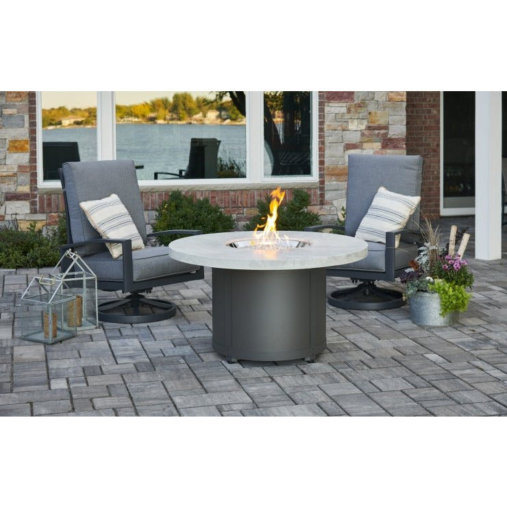 Outdoor Greatroom White Onyx Beacon Round Gas Fire Pit Table BC-20-WO