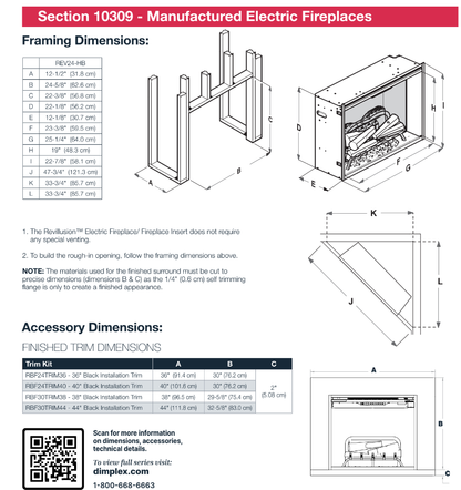 Dimplex REV24-NB Revillusion® 24" Built-In Electric Firebox with Neutral Brick Back 500005127