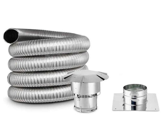 DuraVent 5.5” x 25’ Stainless Steel Liner Kit with Connector L5.525IK-R6