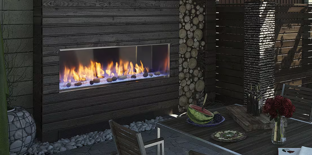 Majestic Lanai 72" outdoor linear gas fireplace with IntelliFire Ignition System ODLANAIG-72 Majestic LANAI 72