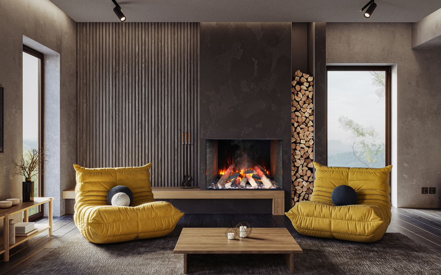 Amantii Signature Electric Fireplace Series Featuring the Optimyst BI-TRD-38-SIG