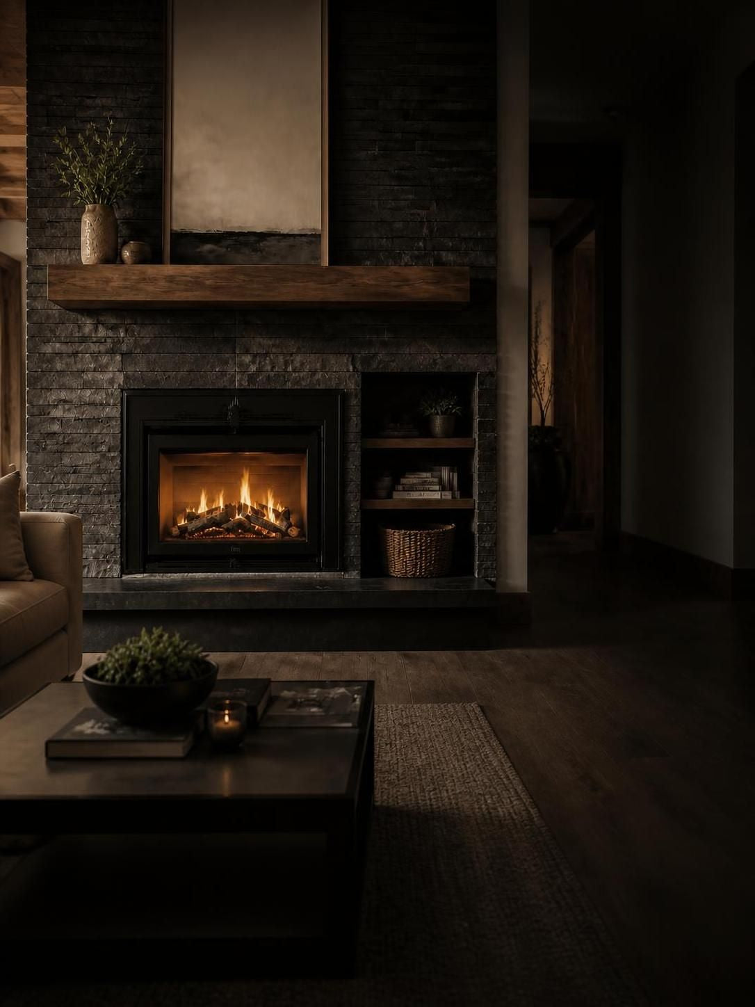 Contemporary home fireplace