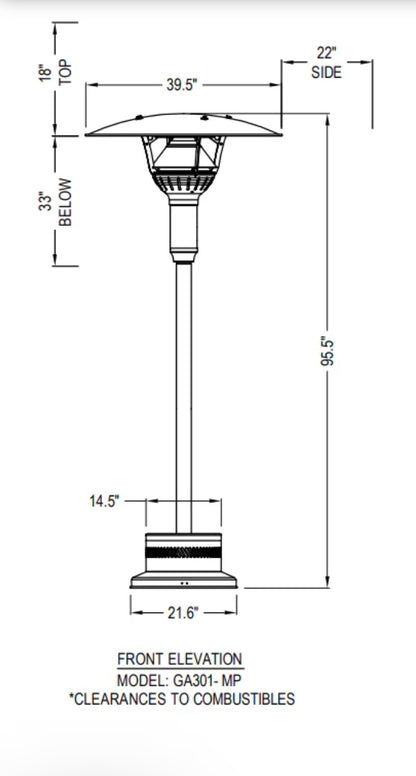 IR Energy evenGLO GA301MP Bronze Portable Natural Gas Patio Heater