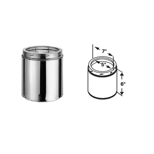 Duravent DuraTech 5" Diameter 9" Long Stainless Steel Chimney Pipe 5DT-09SS