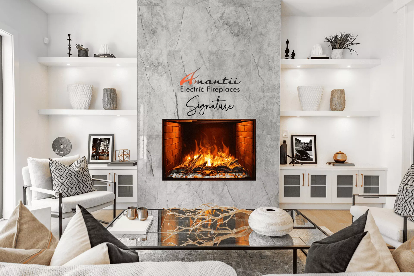 Amantii Signature Electric Fireplace Series Featuring the Optimyst BI-TRD-38-SIG