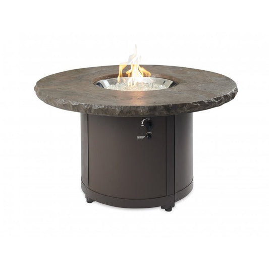 Outdoor Greatroom Marbleized Noche Beacon Round Gas Fire Pit Table BC-20-MNB