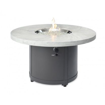 Outdoor Greatroom White Onyx Beacon Round Gas Fire Pit Table BC-20-WO