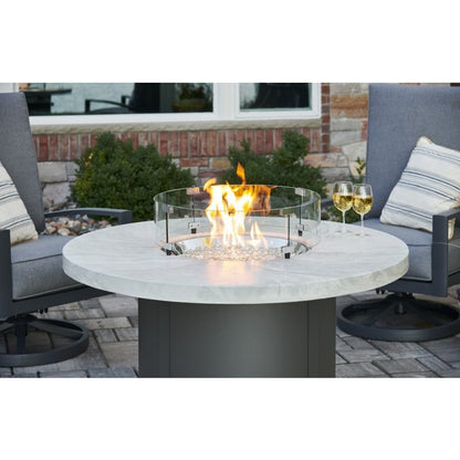 Outdoor Greatroom White Onyx Beacon Round Gas Fire Pit Table BC-20-WO
