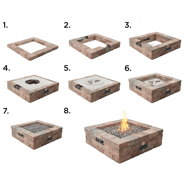 Outdoor Greatroom Bronson Block Square Gas Fire Pit Kit BRON5151-K