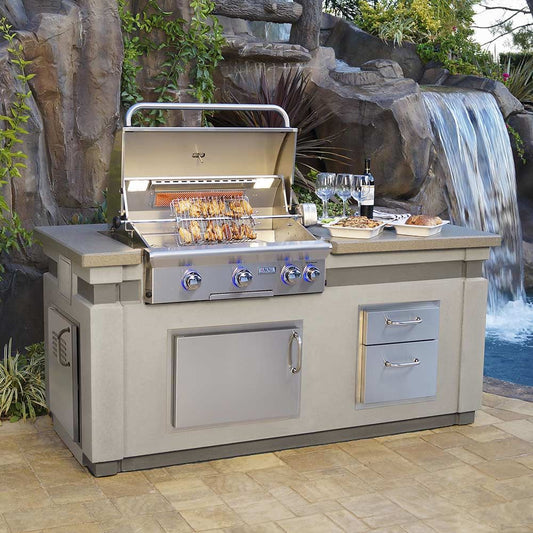 TRU Innovative 5 Foot Grill Island - With 25 Inch Blaze Grill, Doors, – NYC  Fireplaces & Outdoor Kitchens