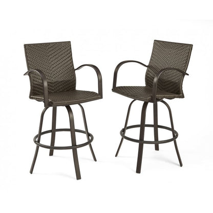 Outdoor Greatroom Leather Wicker Bar Stools NAPLES-4030-L