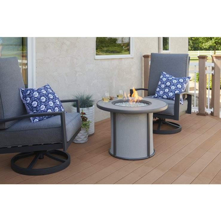 Outdoor Greatroom Grey Stonefire Round Gas Fire Pit Table SF-32-GRY-K