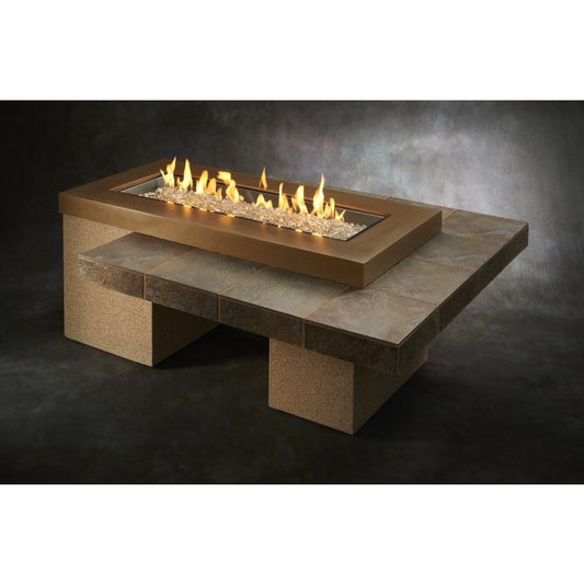 Outdoor Greatroom Company Brown Uptown Linear Manual Ignition Gas Fire Pit Table UPT-1242-BRN